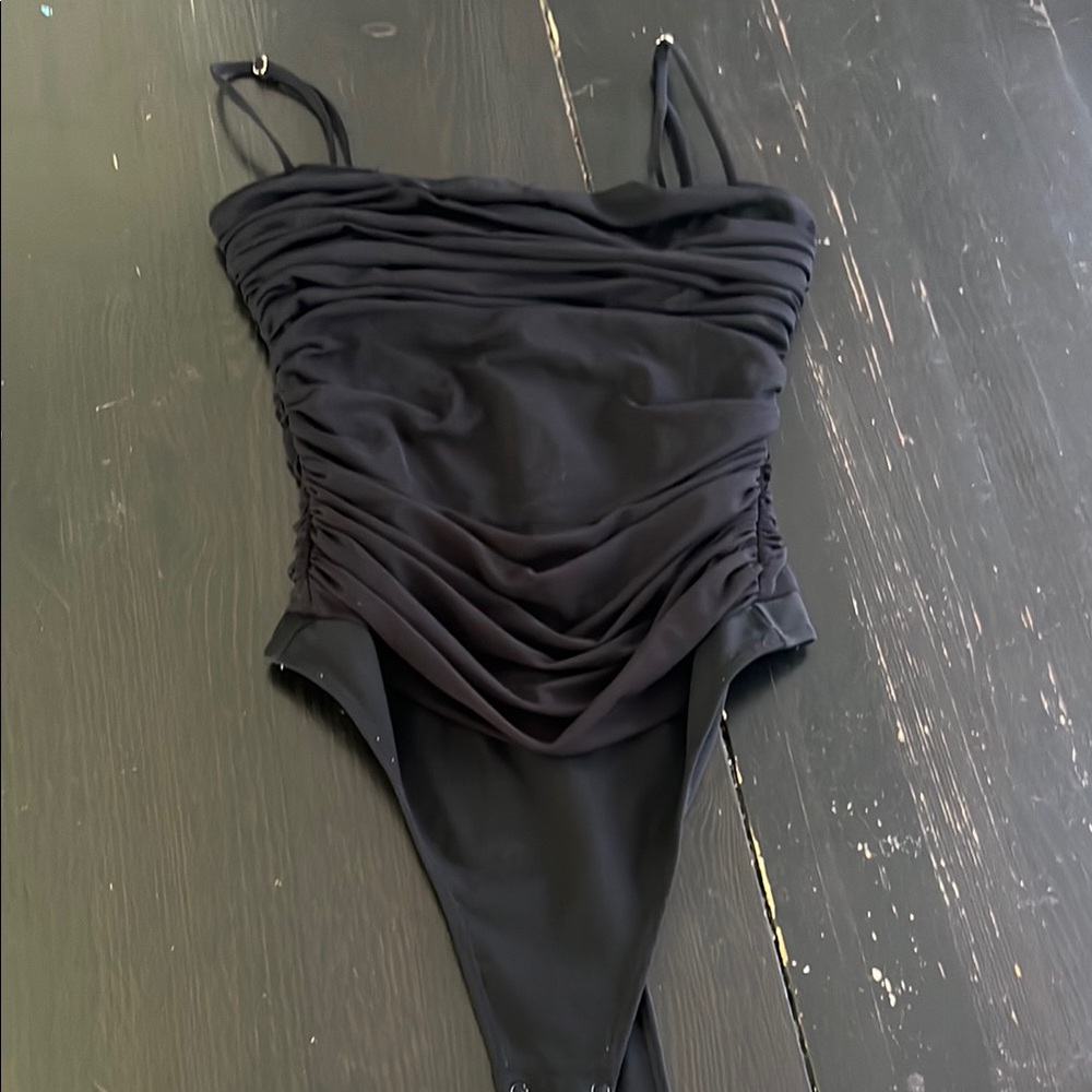 Black Ruched Bodysuit size 2